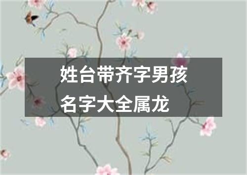 姓台带齐字男孩名字大全属龙