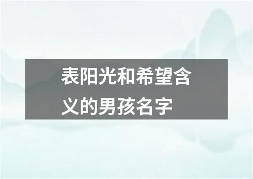 表阳光和希望含义的男孩名字