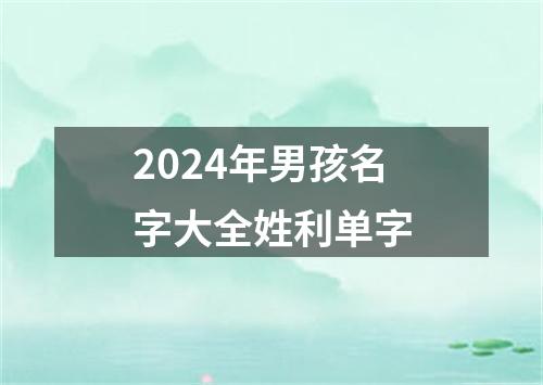 2024年男孩名字大全姓利单字