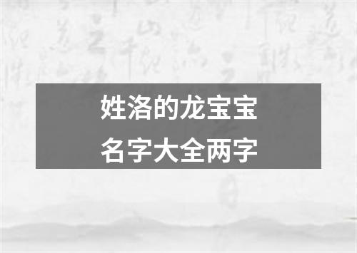 姓洛的龙宝宝名字大全两字