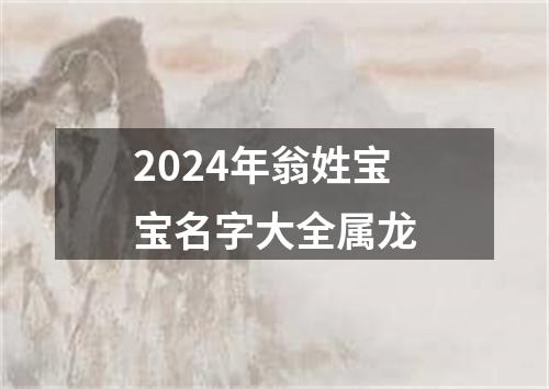 2024年翁姓宝宝名字大全属龙