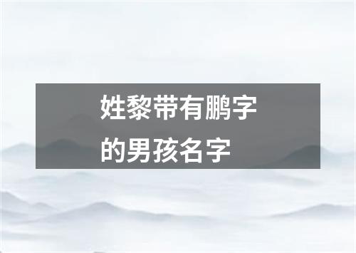 姓黎带有鹏字的男孩名字