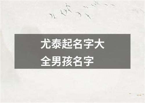 尤泰起名字大全男孩名字