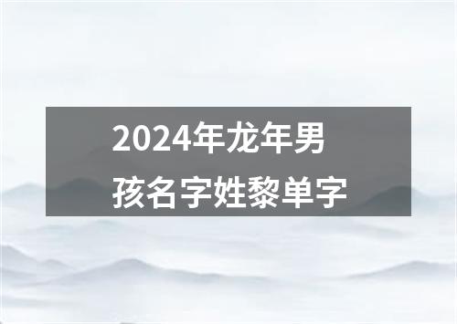 2024年龙年男孩名字姓黎单字