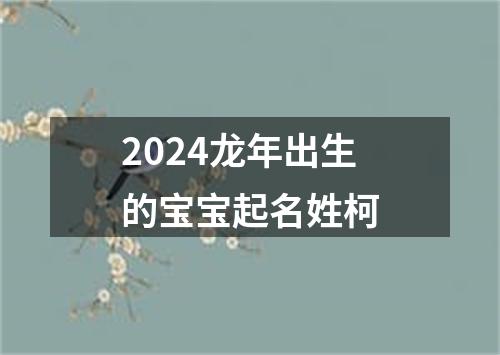 2024龙年出生的宝宝起名姓柯