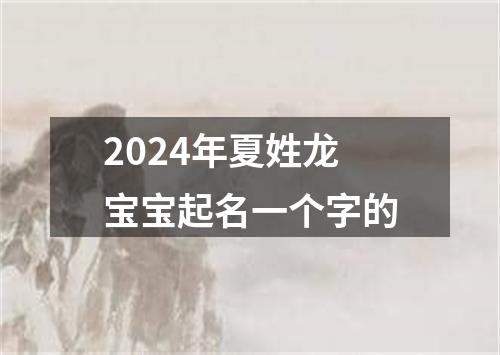 2024年夏姓龙宝宝起名一个字的