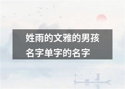 姓雨的文雅的男孩名字单字的名字