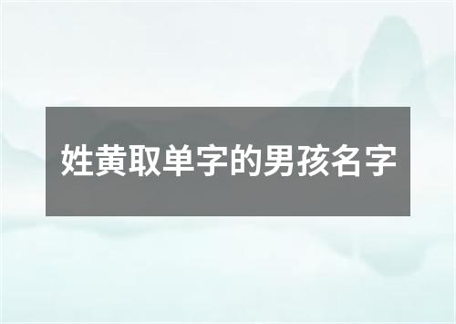 姓黄取单字的男孩名字