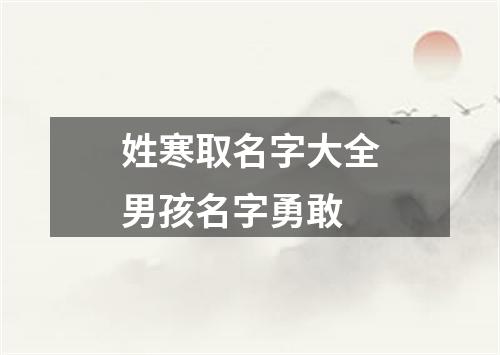 姓寒取名字大全男孩名字勇敢