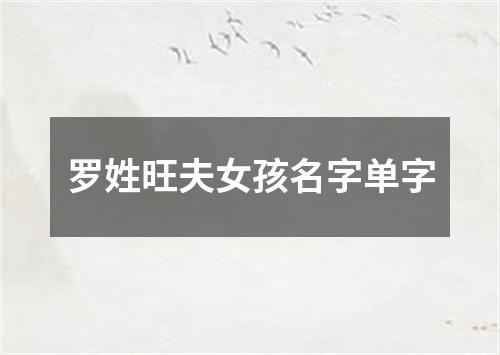 罗姓旺夫女孩名字单字