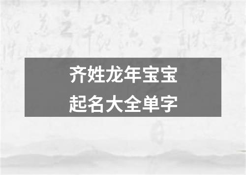 齐姓龙年宝宝起名大全单字