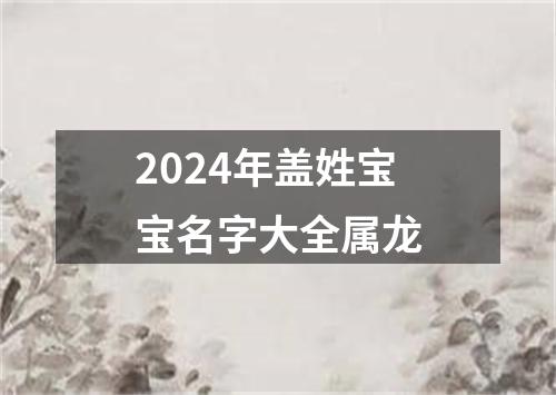 2024年盖姓宝宝名字大全属龙