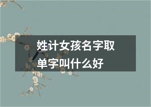 姓计女孩名字取单字叫什么好