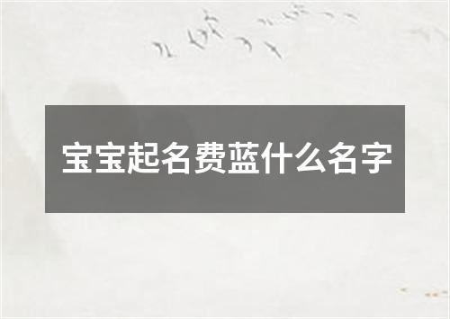 宝宝起名费蓝什么名字