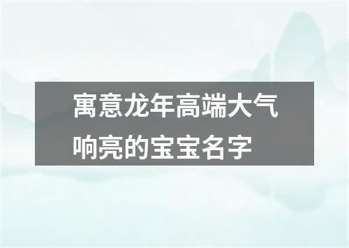 寓意龙年高端大气响亮的宝宝名字