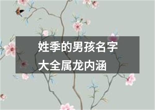 姓季的男孩名字大全属龙内涵