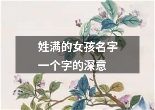 姓满的女孩名字一个字的深意