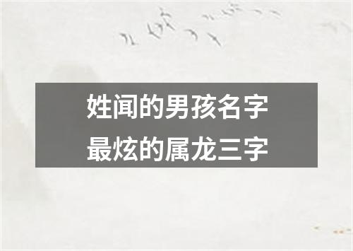 姓闻的男孩名字最炫的属龙三字