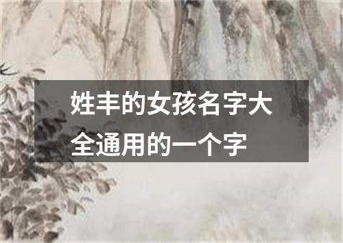 姓丰的女孩名字大全通用的一个字