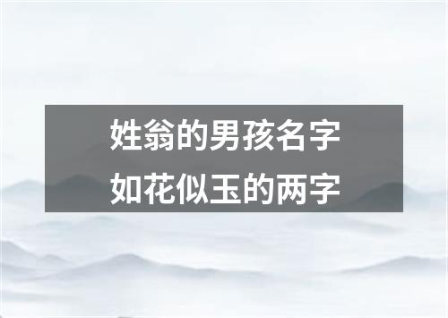 姓翁的男孩名字如花似玉的两字