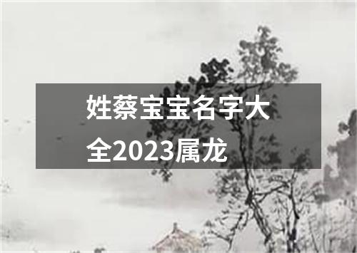 姓蔡宝宝名字大全2023属龙