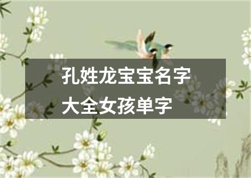 孔姓龙宝宝名字大全女孩单字