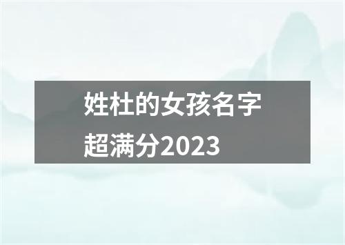 姓杜的女孩名字超满分2023