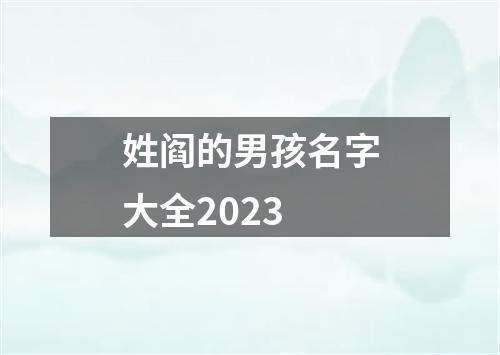 姓阎的男孩名字大全2023