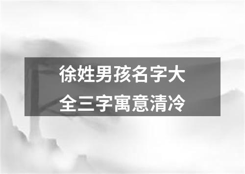 徐姓男孩名字大全三字寓意清冷