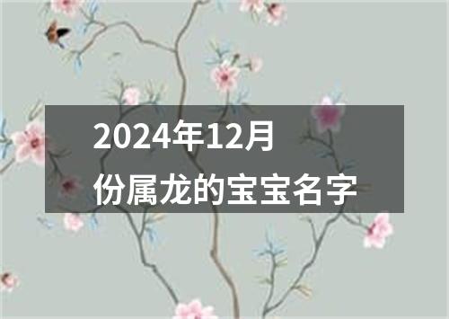 2024年12月份属龙的宝宝名字