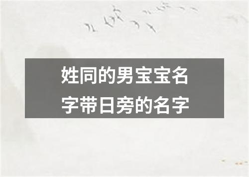 姓同的男宝宝名字带日旁的名字