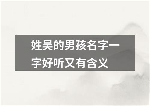 姓吴的男孩名字一字好听又有含义