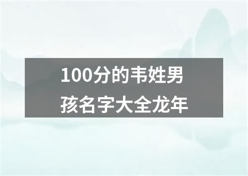 100分的韦姓男孩名字大全龙年