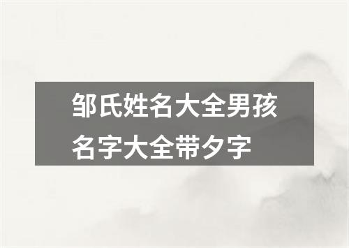 邹氏姓名大全男孩名字大全带夕字