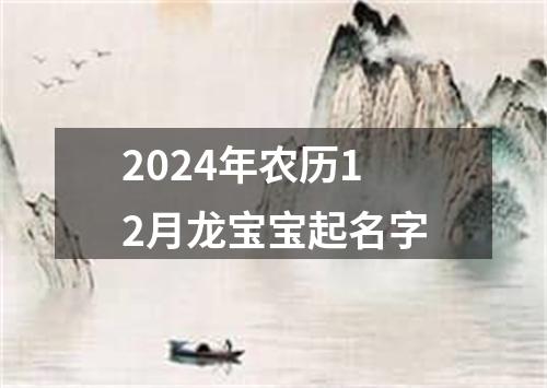 2024年农历12月龙宝宝起名字