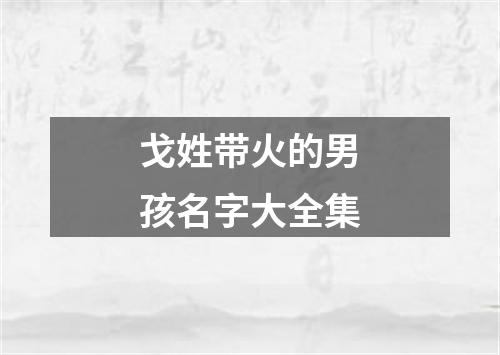 戈姓带火的男孩名字大全集