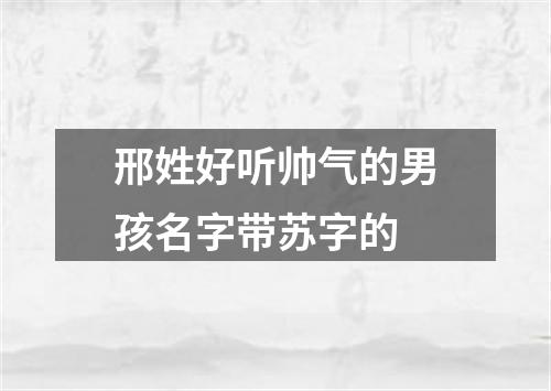 邢姓好听帅气的男孩名字带苏字的