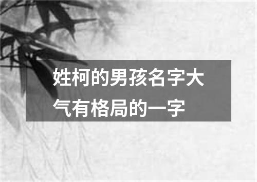 姓柯的男孩名字大气有格局的一字