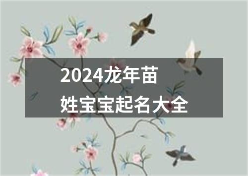 2024龙年苗姓宝宝起名大全