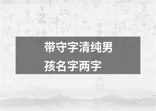 带守字清纯男孩名字两字