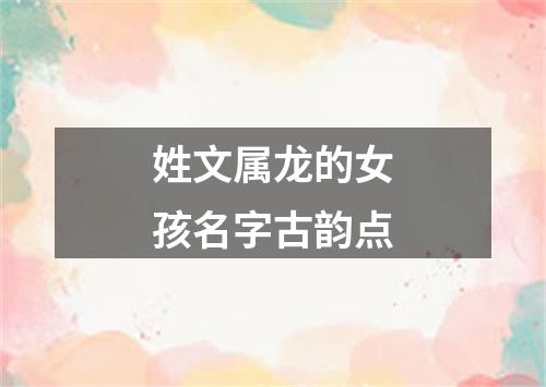 姓文属龙的女孩名字古韵点