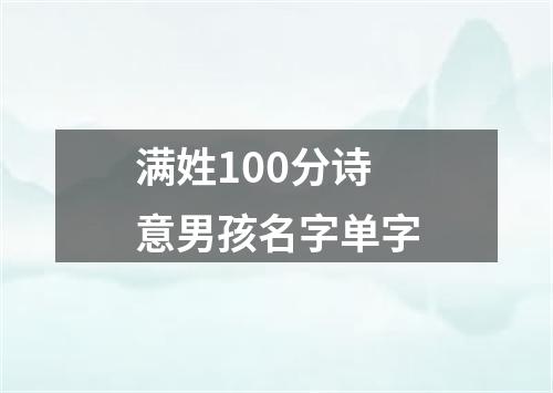 满姓100分诗意男孩名字单字