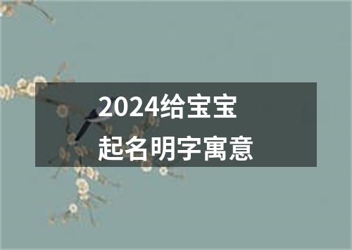 2024给宝宝起名明字寓意