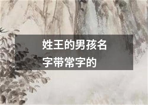 姓王的男孩名字带常字的