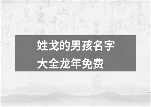 姓戈的男孩名字大全龙年免费