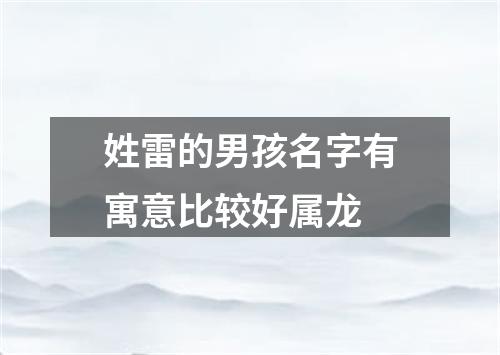 姓雷的男孩名字有寓意比较好属龙