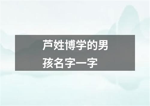 芦姓博学的男孩名字一字