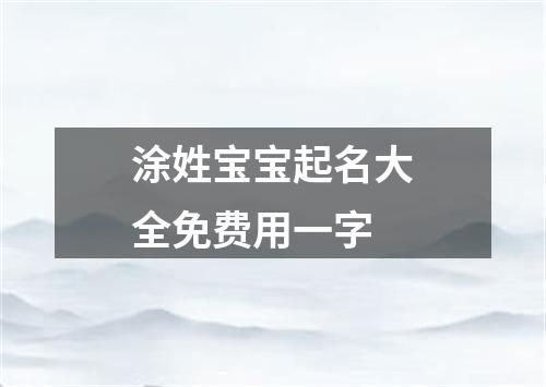 涂姓宝宝起名大全免费用一字