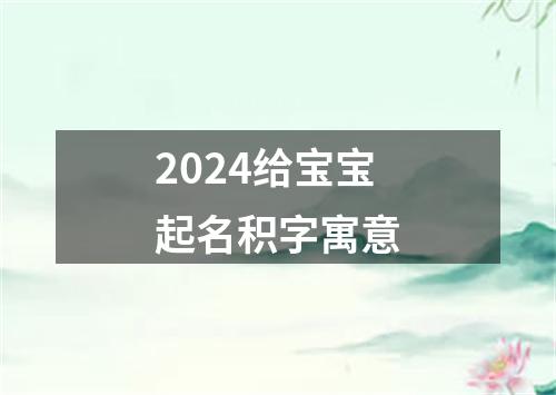 2024给宝宝起名积字寓意