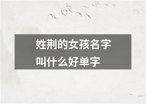 姓荆的女孩名字叫什么好单字